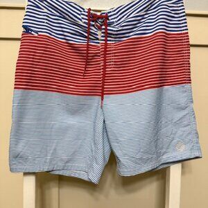 **Vineyard Vines America Print Swim Trunks Size 36 Red, White, Blue Go America**